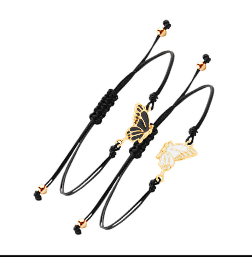 Couple Friendship Gift Flat Knot Woven Adjustable Color Wax Bracelet