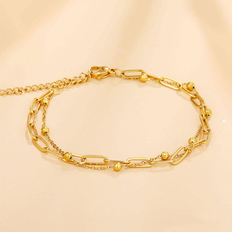 Women's Imitation Pearl Chain Metal Square For Simplicity Bracelets