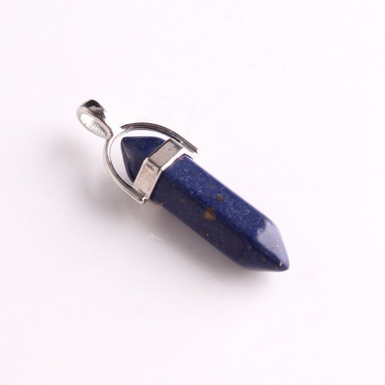 Stone Crystal Agate Bullet Hexagon Prism Pendant