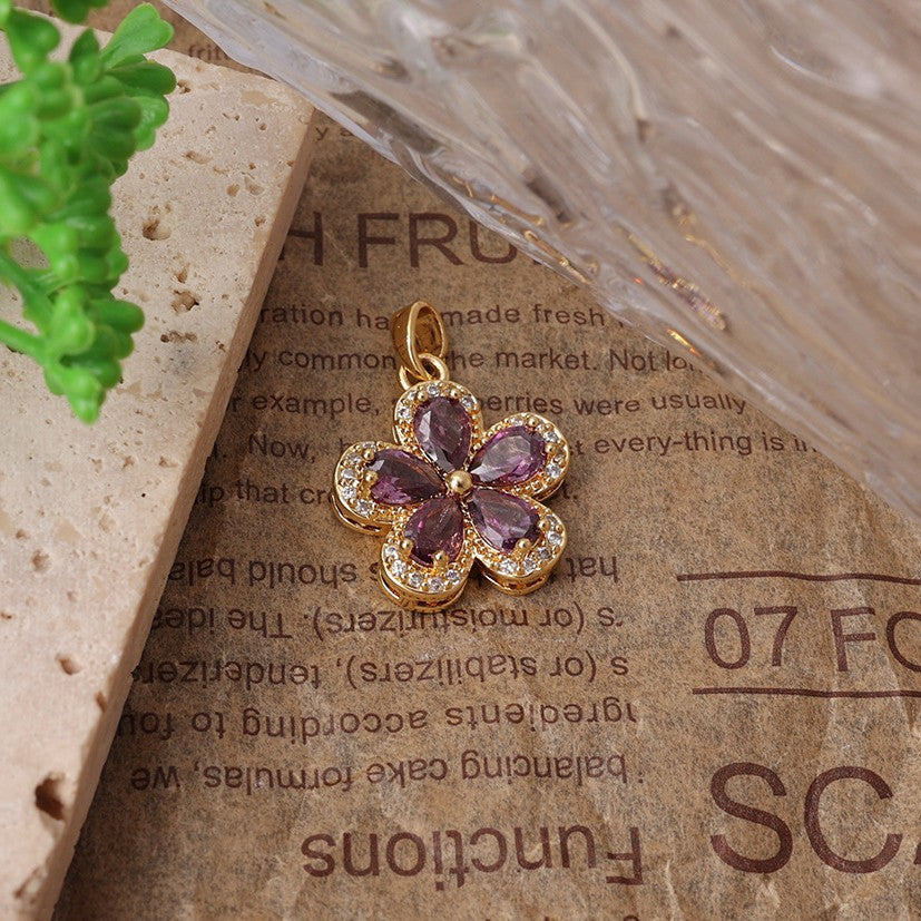 Women's Diamond Light Luxury Full Zircon Flower For Niche Design Pendant