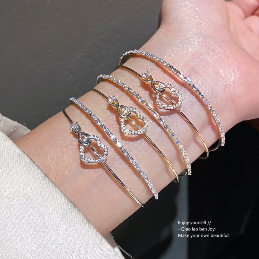Women's Geometric Double Layers Loving Heart Fashionable Exquisite Light Bracelets
