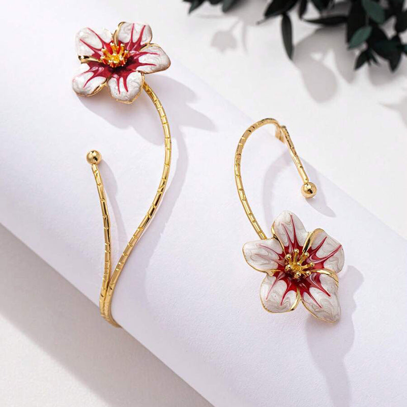 Women's Metal Flowers Openings Armband Adjustable Enamel Bracelet