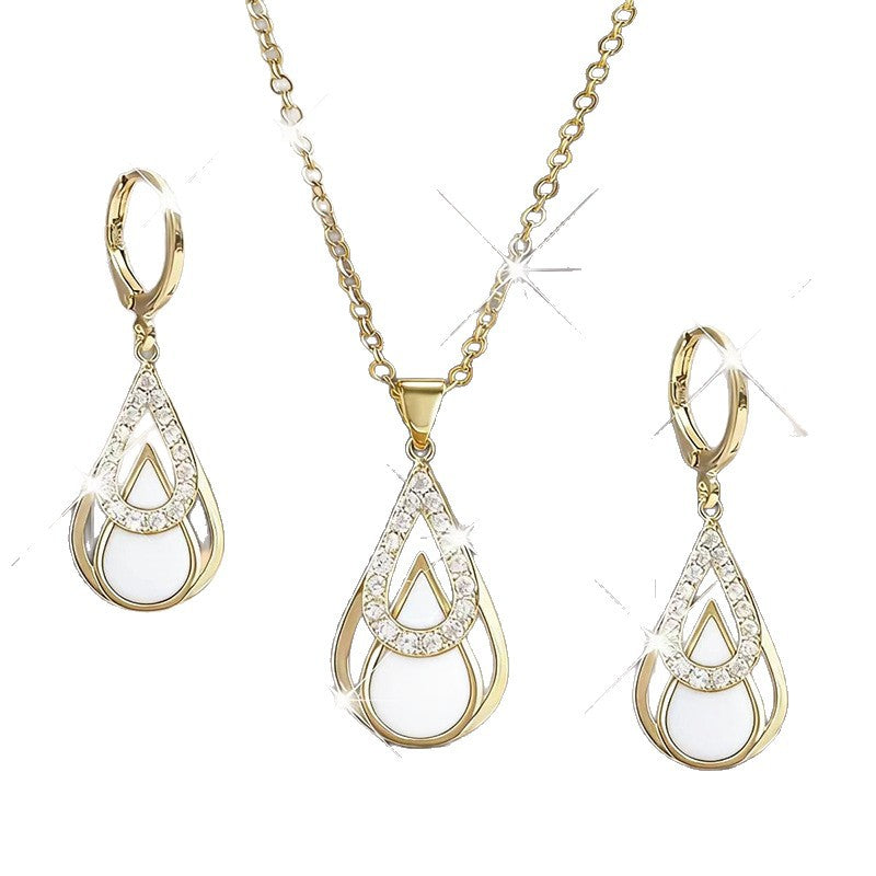 Fashion Black Double Layers Water Drop Jewelry Set