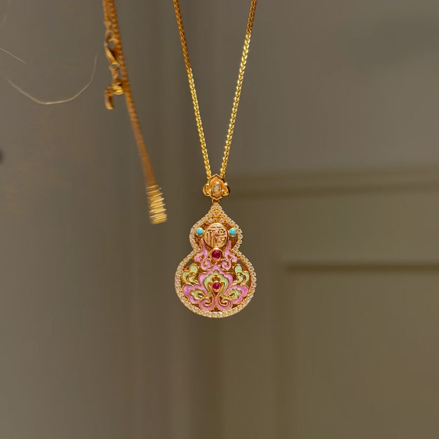 Enamel Calabash Pendent High-grade Chinese Sweater Jewelry Set