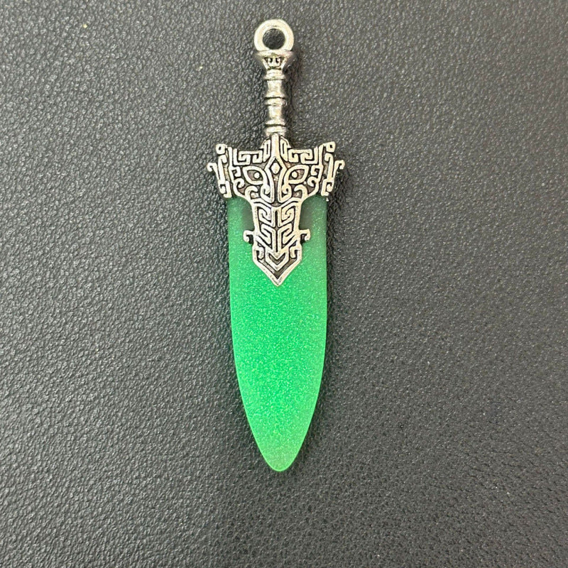 Retro Sword Imitation Jade Gray Exquisite Pendant