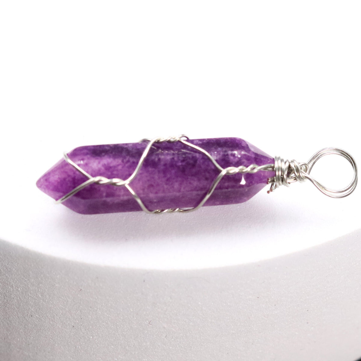 Pink Crystal Winding Hexagon Prism Handmade Pendants
