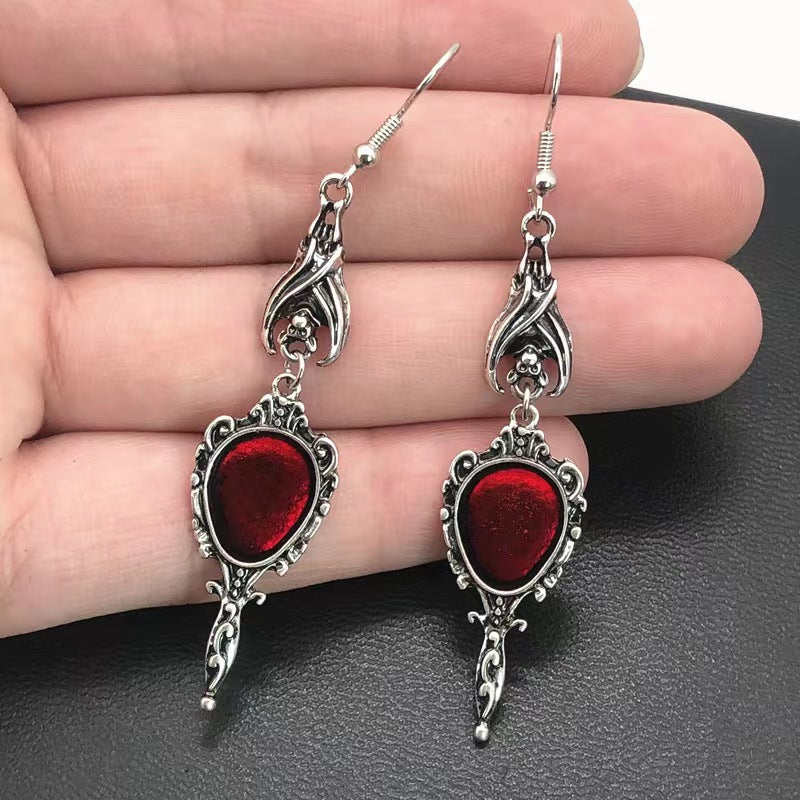 Women's Dark Goth Punk Coffin Heart Vampire Cross Earrings