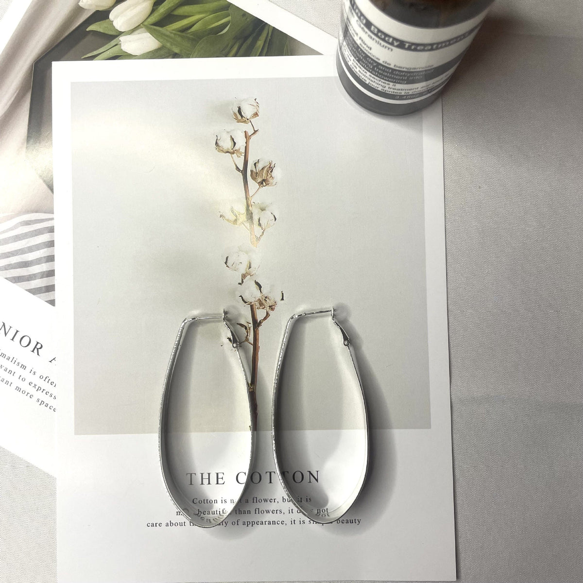 Sier-plated Patch Water-drop Eardrops U-shaped Nail Earrings