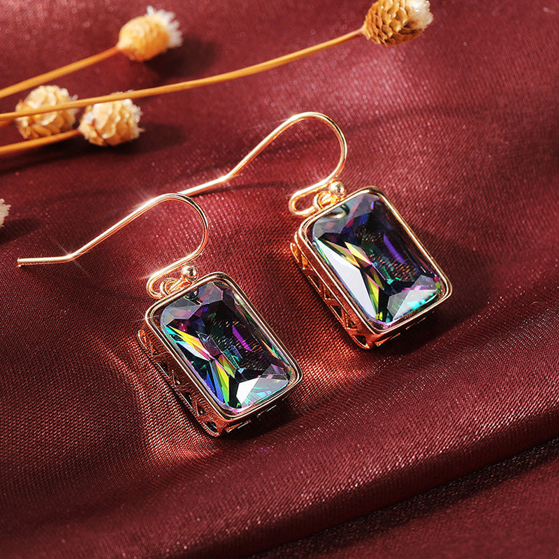 Shi Elegant Mysterious Colorful Zircon Eardrops Mother's Day Rings