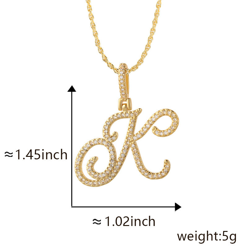 Hop Flower Body Grass English Letter Niche Style Inlaid Zircon Pendants