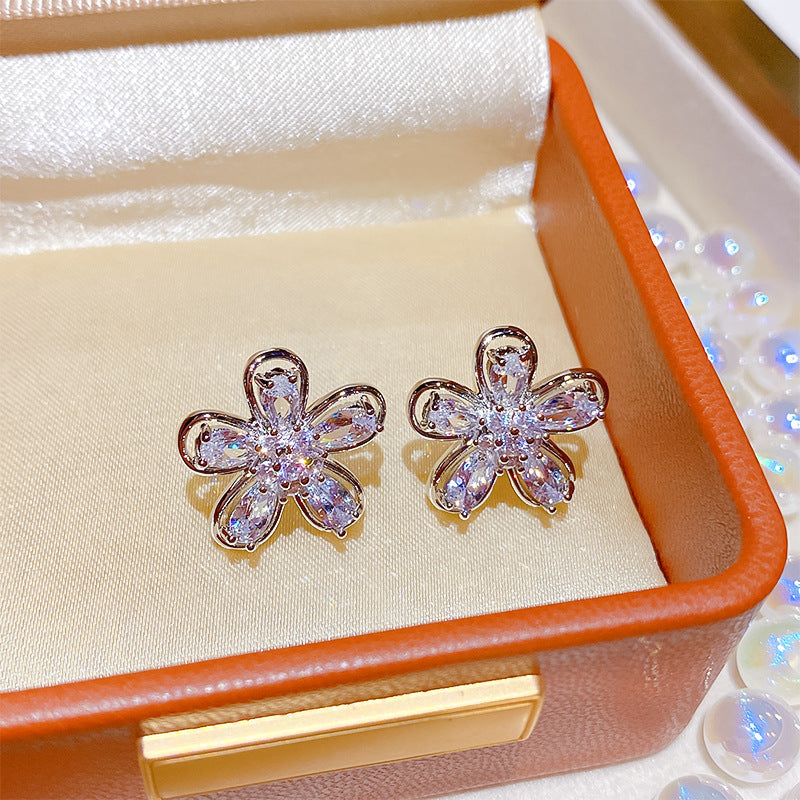 Flower Collection Real Gold Plating Quality Sweet Earrings