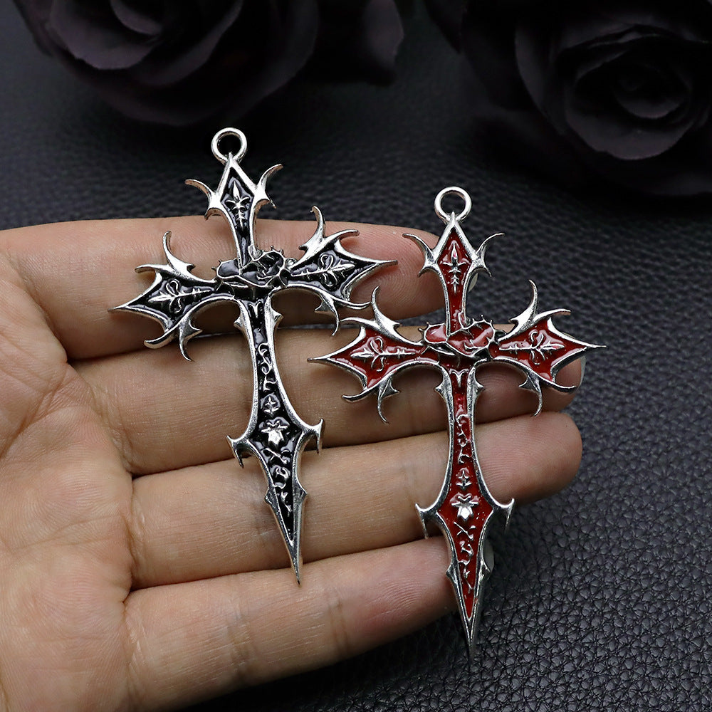 Gothic Cross Ethnic Pattern Alloy Sweater Chain Pendants