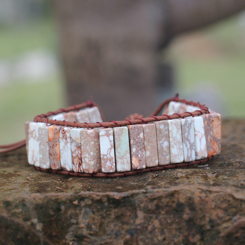 Bohemian Style Natural Stone Lan Di Royal Vintage Hand-woven Bracelet