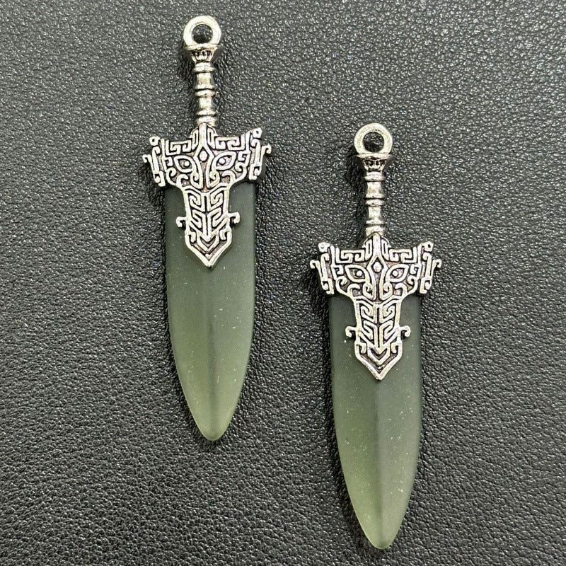 Retro Sword Imitation Jade Gray Exquisite Pendant