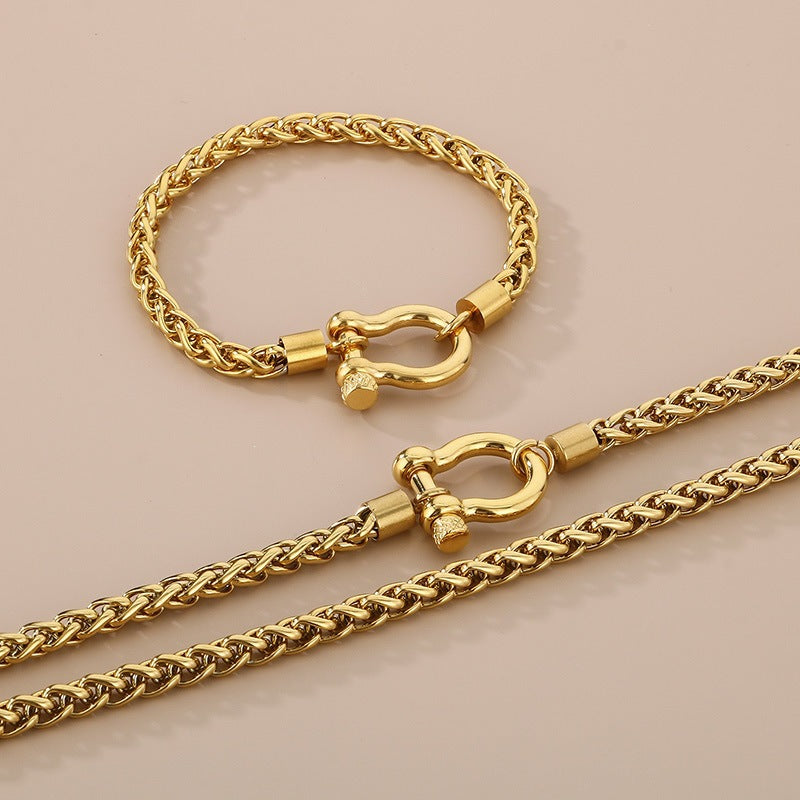 Women's Trendy Vachette Clasp Keel Chain Stainless Necklaces