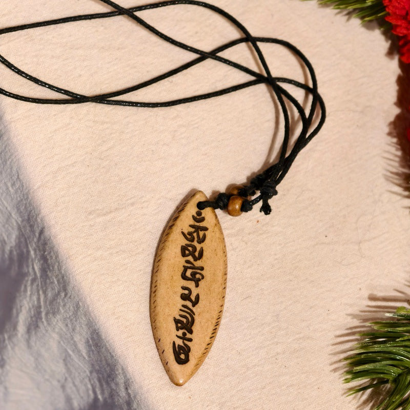 Nepal Yak Bone Hand Carved Six Pendant