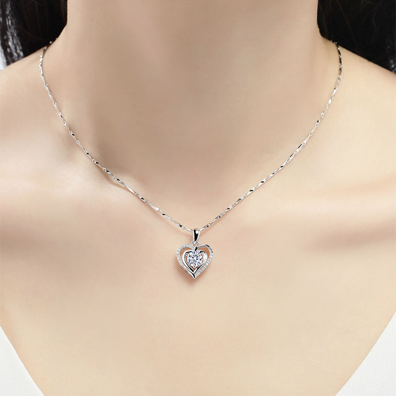 Luxury High-grade Heart-shaped Fashion Sier Plated Ocean Heart Full Pendants