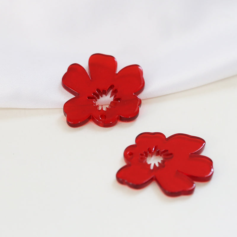 Illustration Line Tulip Flower Leaf Acrylic Handmade Earrings