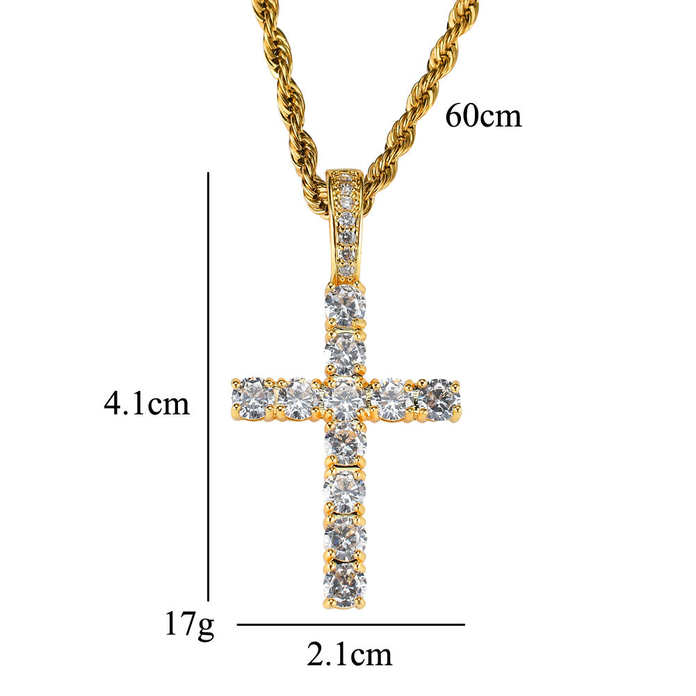 Women's & Men's Cross Hip Hop Ear Rap Personality Copper Inlaid With Pendant