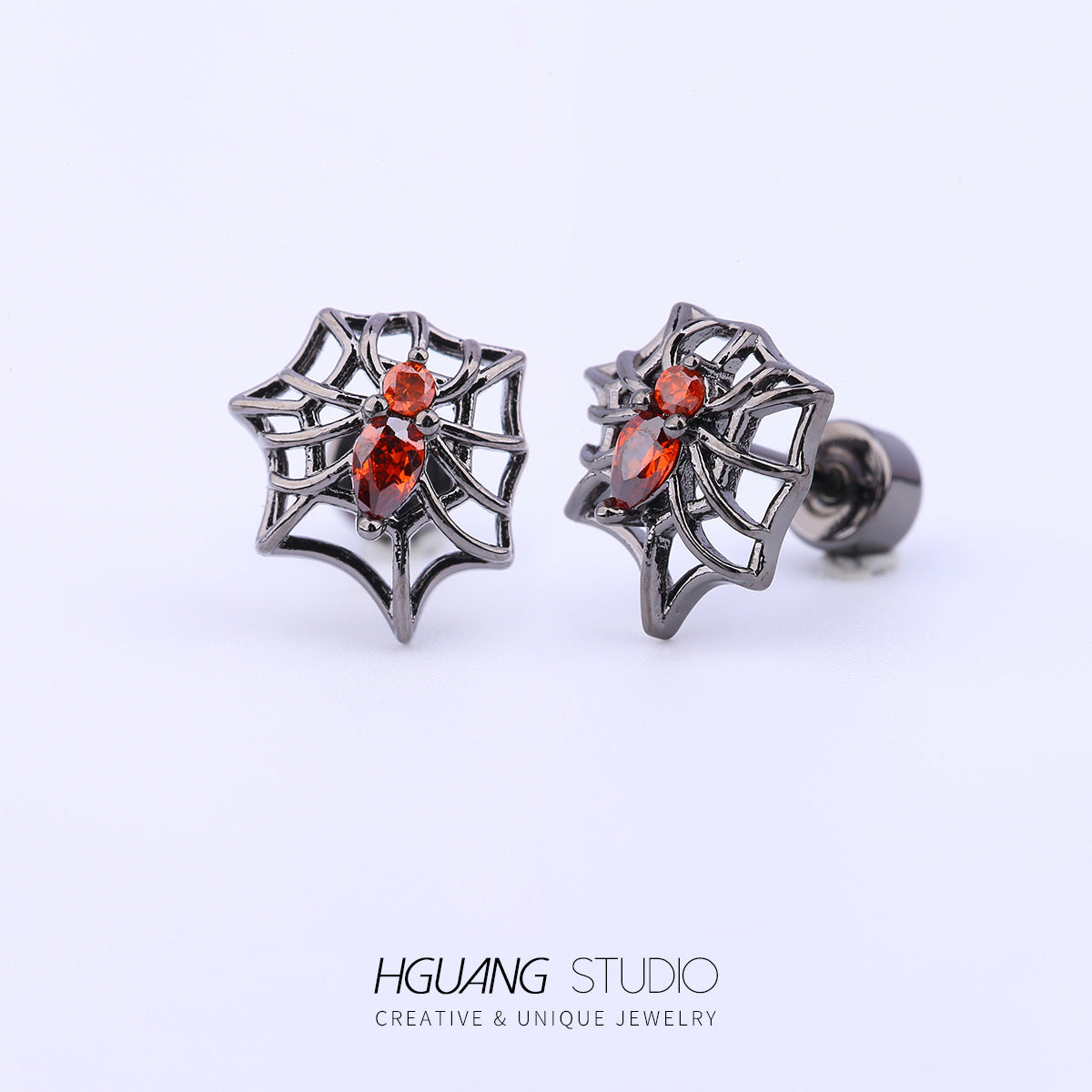 Plated Ear Bone Halloween Devil Heart-shaped Stud Earrings