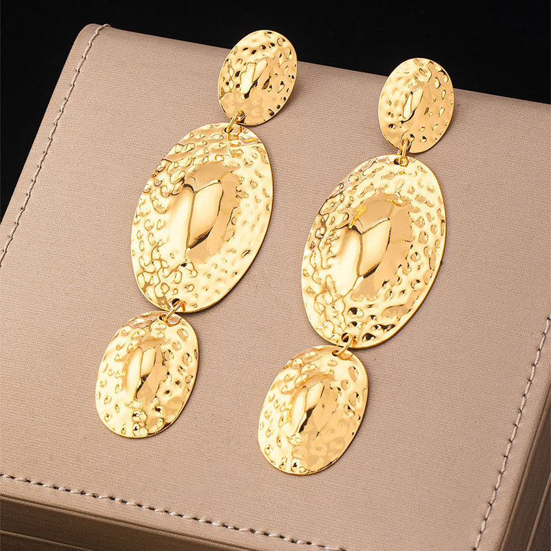 Pothole Oval Eardrops Suitable For Ladies Party Gathering Daily Travel Rings
