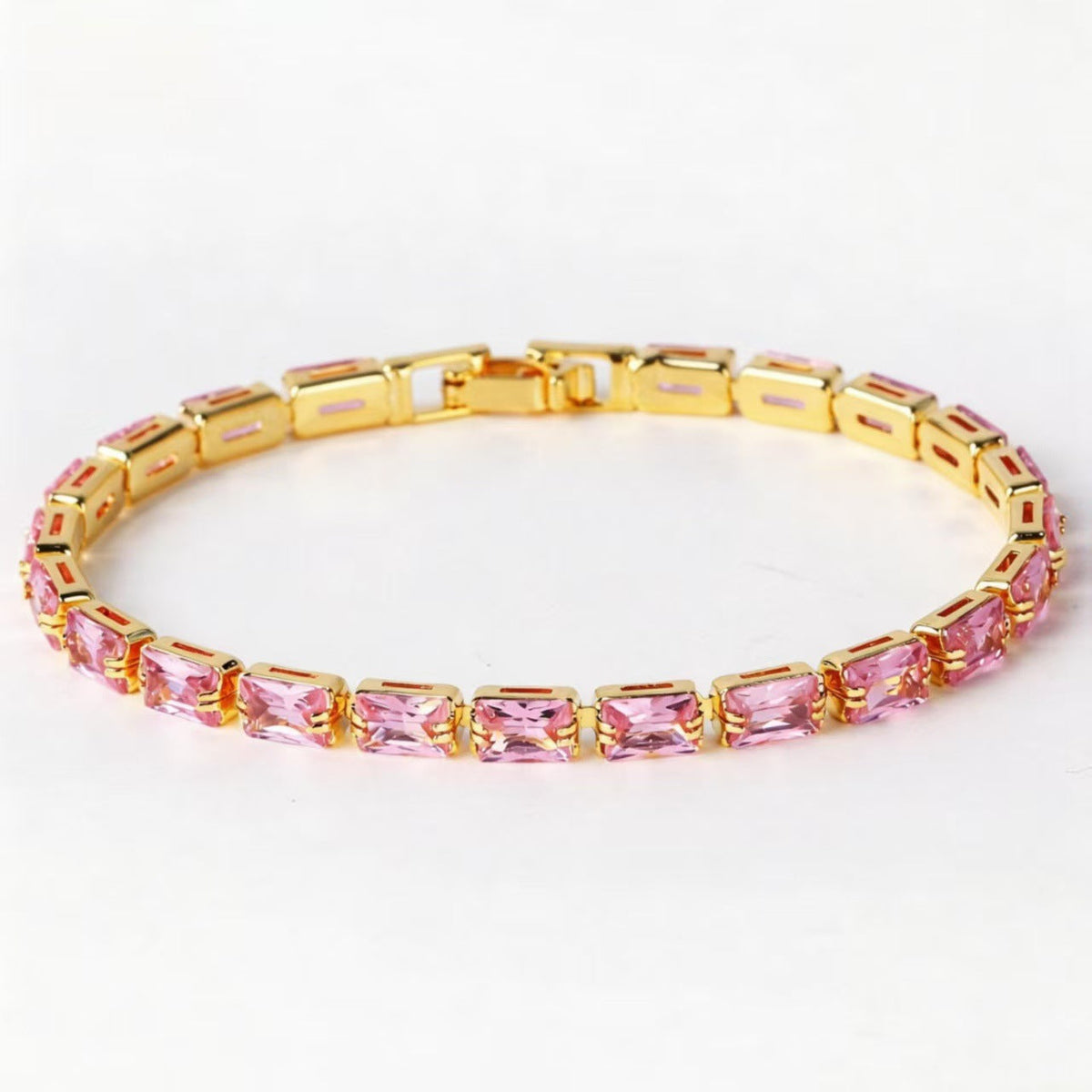 Women's Minority Copper Rectangular Korean Diamond Crystal Color Fashion Zircon Bracelet