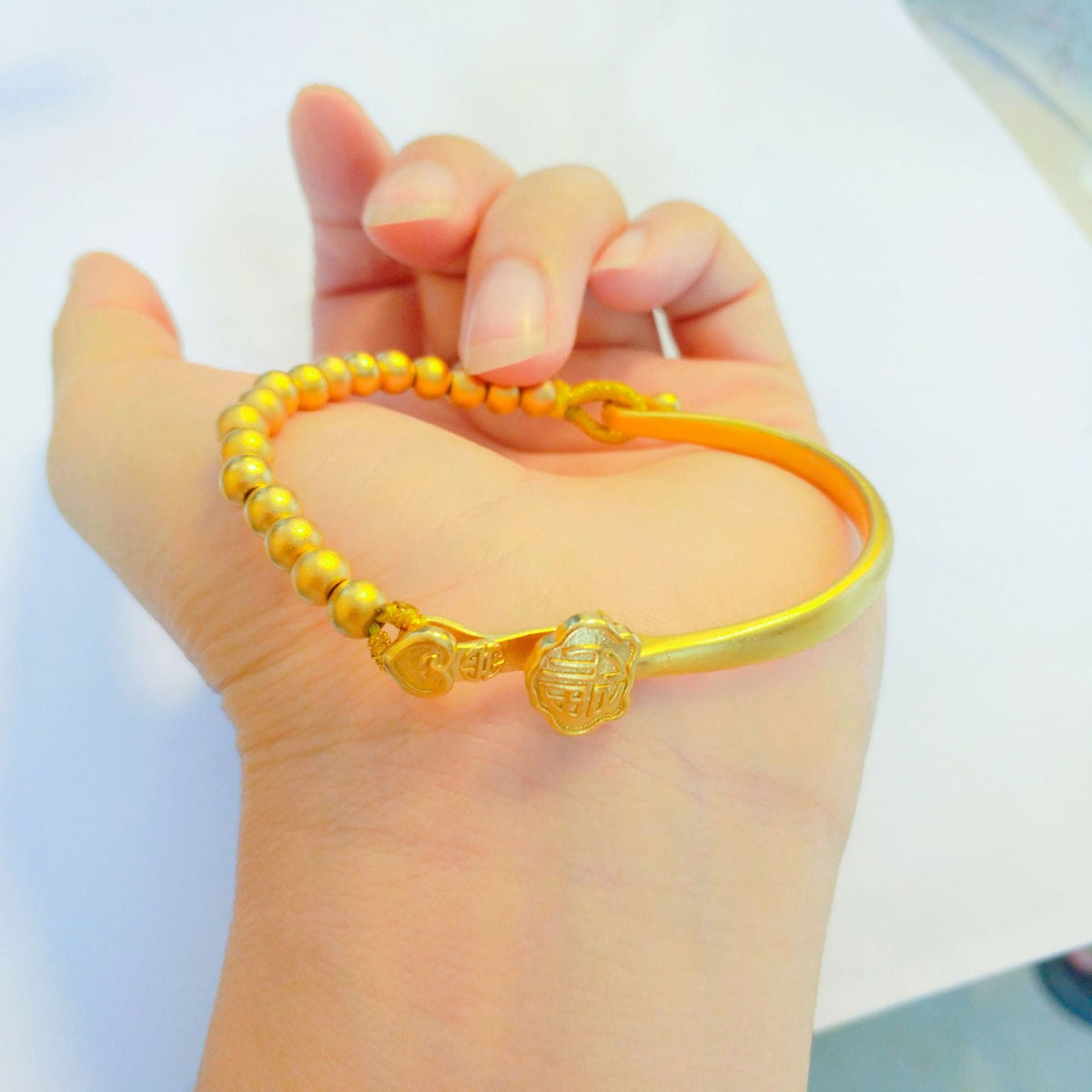 Women's Vietnam Placer Gold Lily Half Bell Pearl Peach Blossom Gifts Bracelet