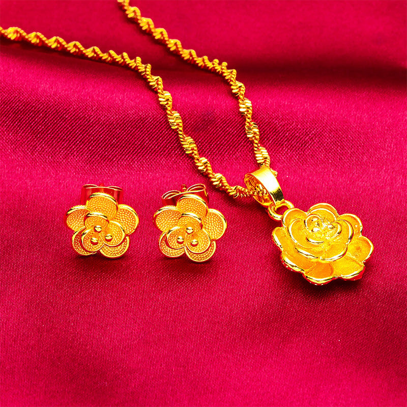 Women's Vietnam Placer Gold Fashion Sand Flower Eardrops Decorative Earrings