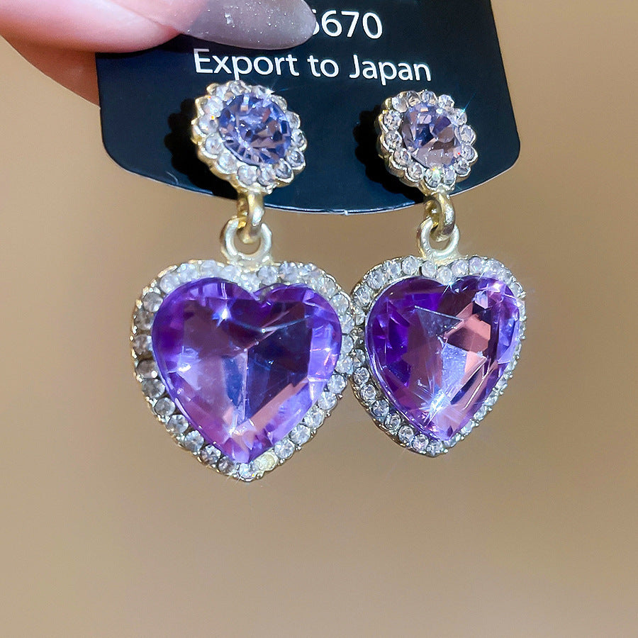 French Royal Style Zircon Geometric Flower Light Luxury High-grade Earrings