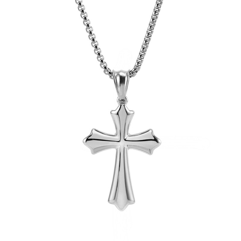 Men's Personality Cross Titanium Steel Punk Glossy Carved Pendants