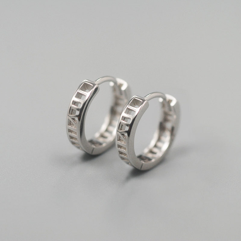 Women's & Men's Roman Numerals Hollow Stylish Simple Versatile High-grade Niche Earrings