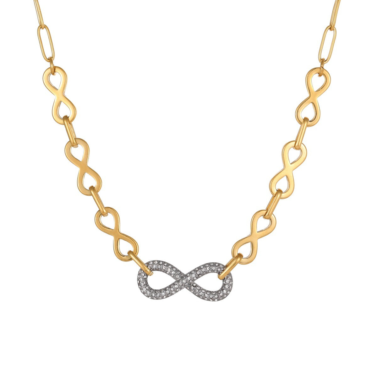 Steel Light Luxury Unlimited Symbol Full Diamond Jewelry Set