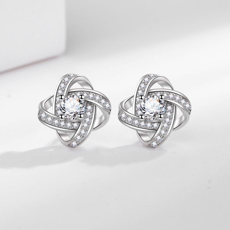 Earings Zircon Fashionable Flower-shaped Four-leaf Clover Jewelry Set