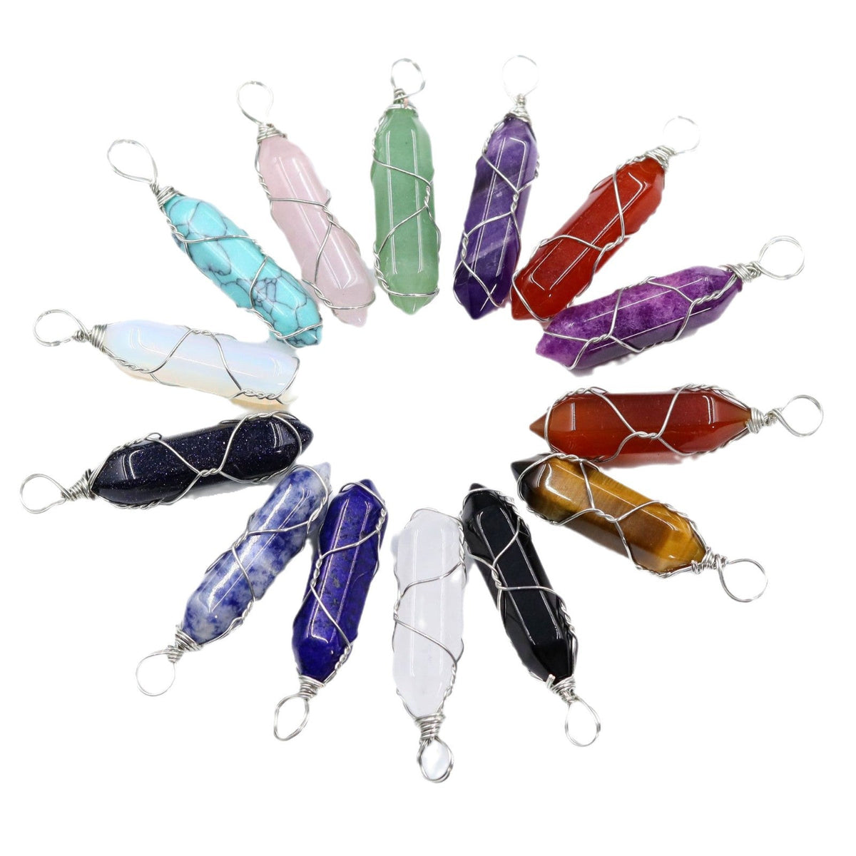 Pink Crystal Winding Hexagon Prism Handmade Pendants