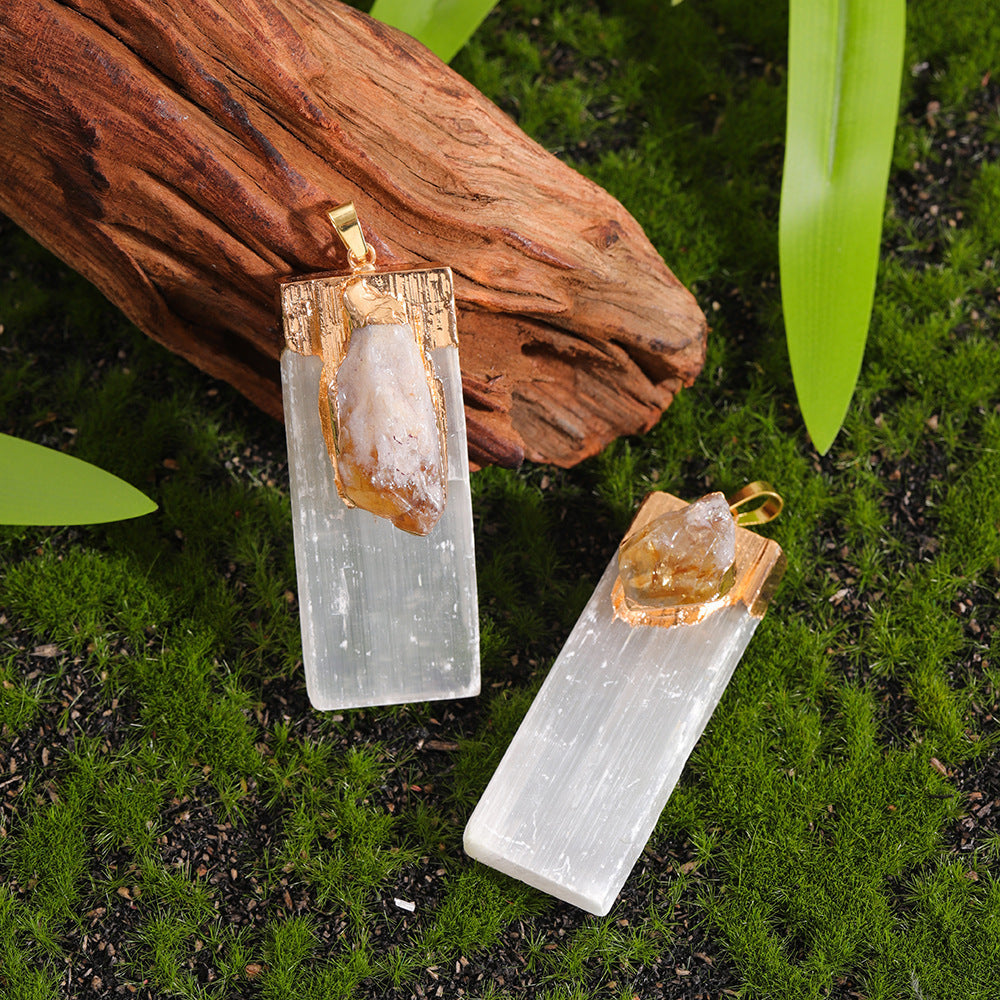 Square Model White Plaster Inlaid Crystal Pendant