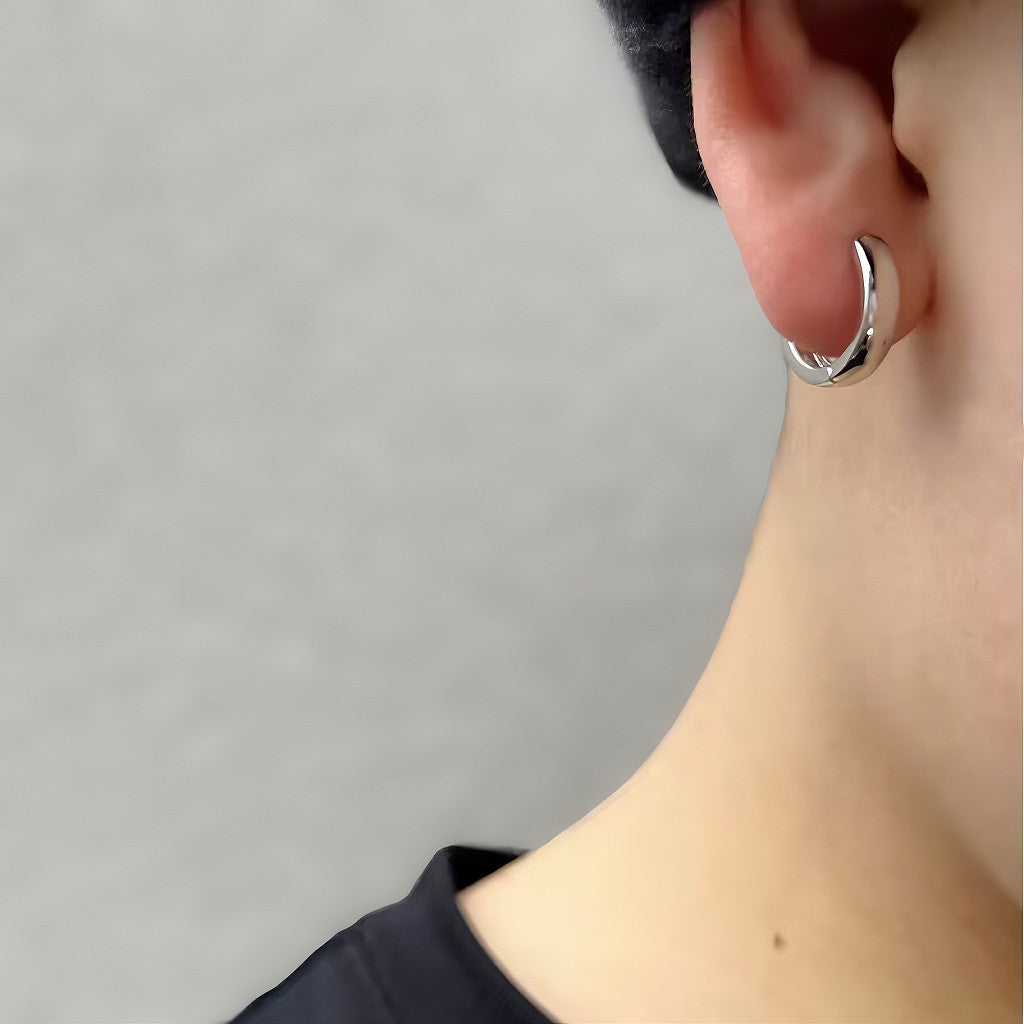 Women's & Men's Sier Sterling Circle Ear Clip Trendy Earrings