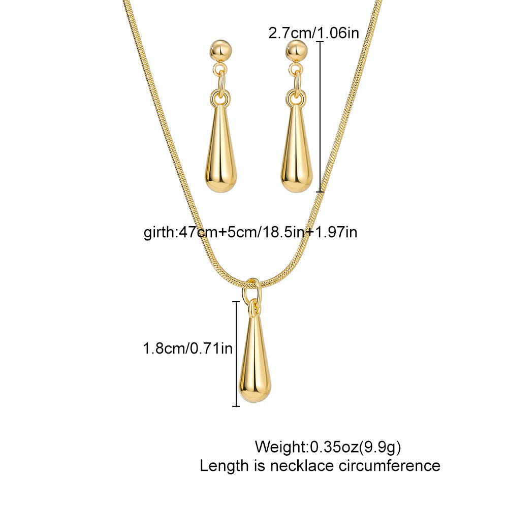 Women's Fashion Metal Water Drop Ear Design Exquisite Jewelry Set