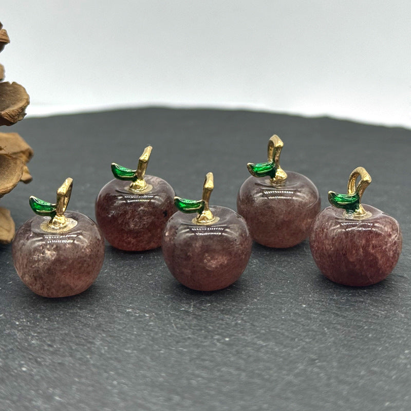 Apple Natural Stone Crystal Agate Amethyst Pink Pendants