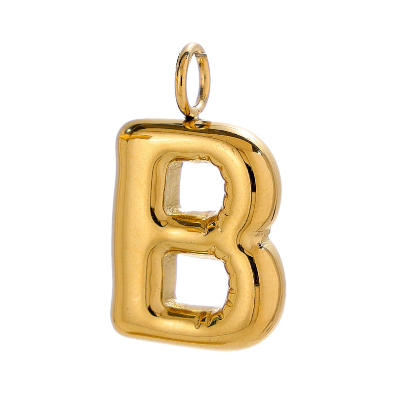 Chubby Bubble English Letter Titanium Steel Gold Pendant