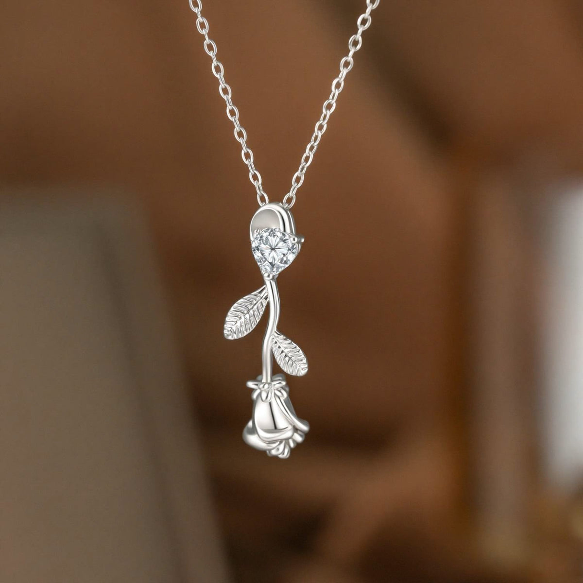 Steel Female Micro Inlaid Pink Diamond Necklace