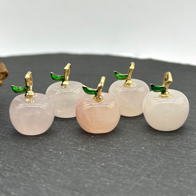 Apple Natural Stone Crystal Agate Amethyst Pink Pendants