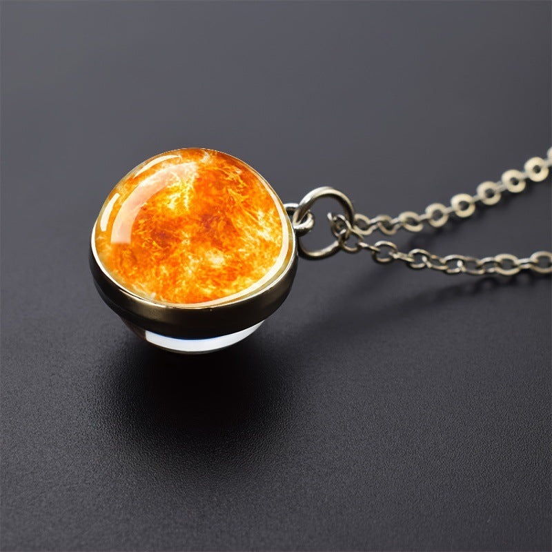System Galaxy Nebula Double-sided Time Stone Necklace