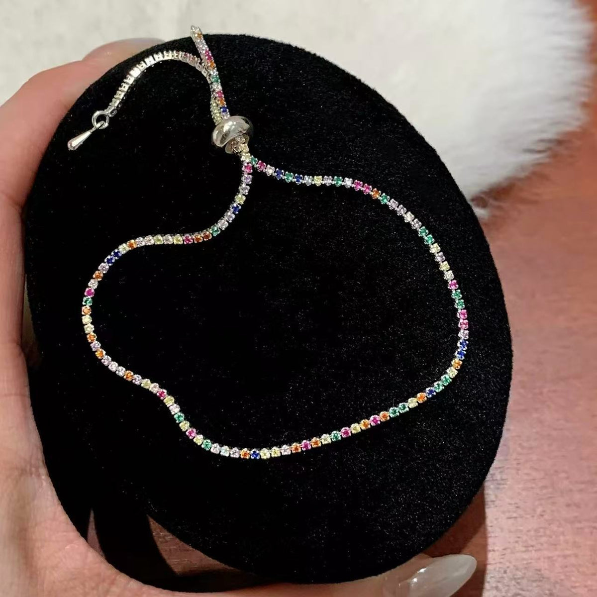 Women's Dopamine Rainbow Fine Zircon For Light Luxury Minority Design Exquisite Bracelets