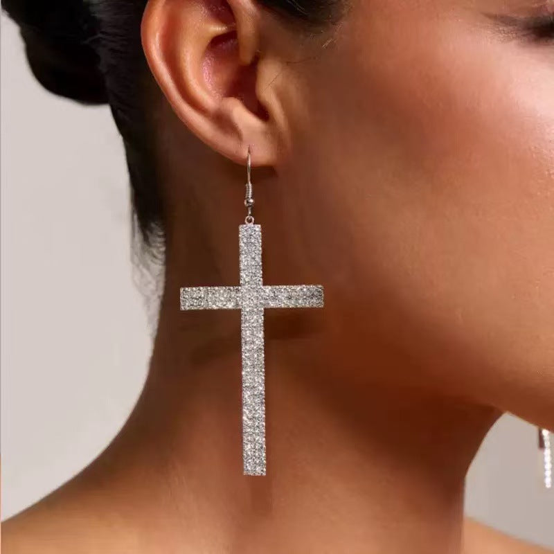 Women's Full Diamond Rhinestone Creative Drop Personalized Hip Hop Earrings