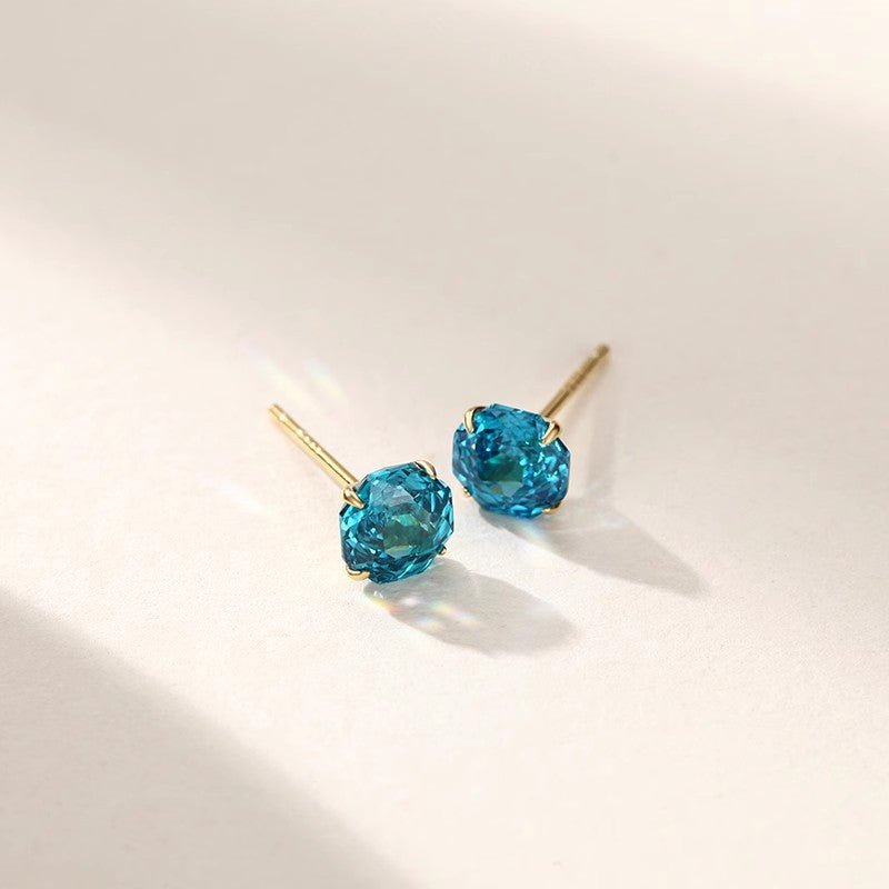 Women's Natural Glacier Paraiba Sterling Sier Ice Flower Rose Cut Ear Stud Earrings