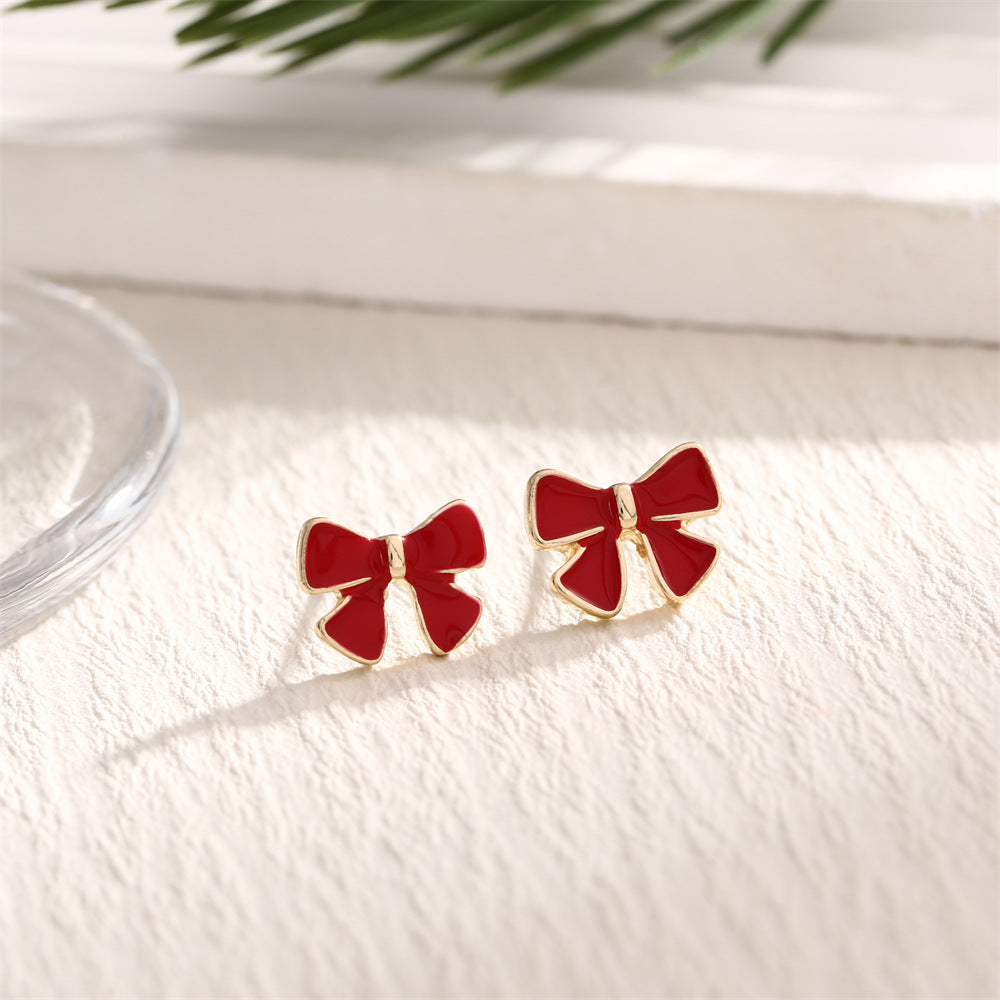Fashion Christmas Tree Elk Snowflake Crutch Ear Festive Alloy Dripping Stud Earrings