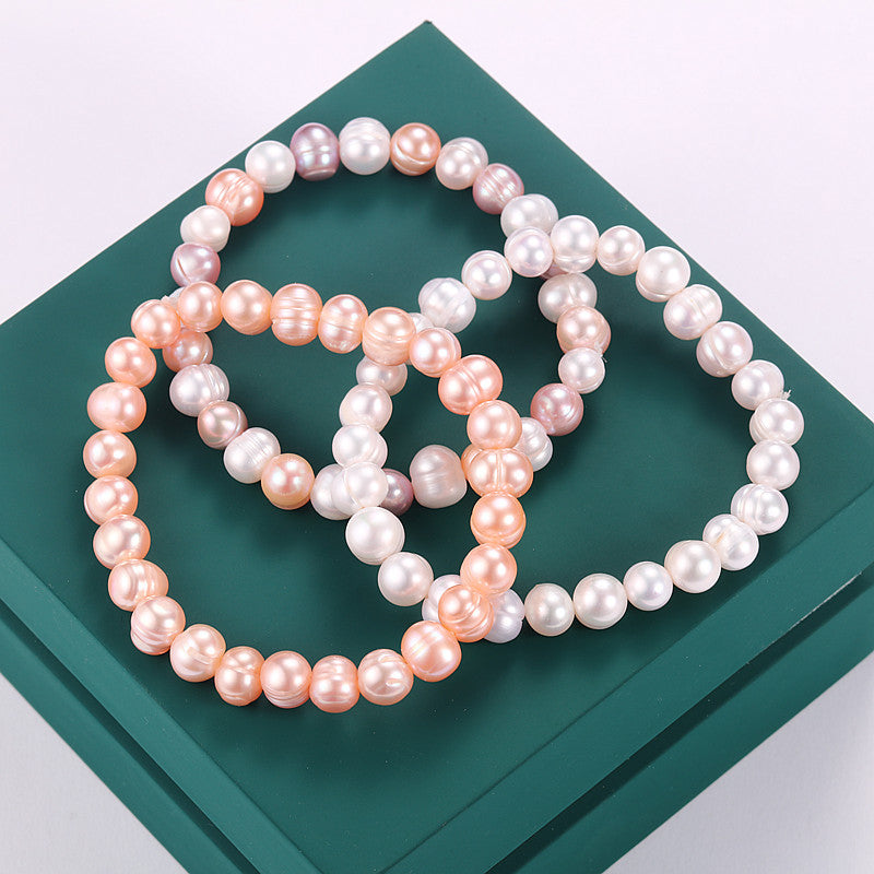 Round Baroque Stall Live Selection Freshwater Pearl Bracelets