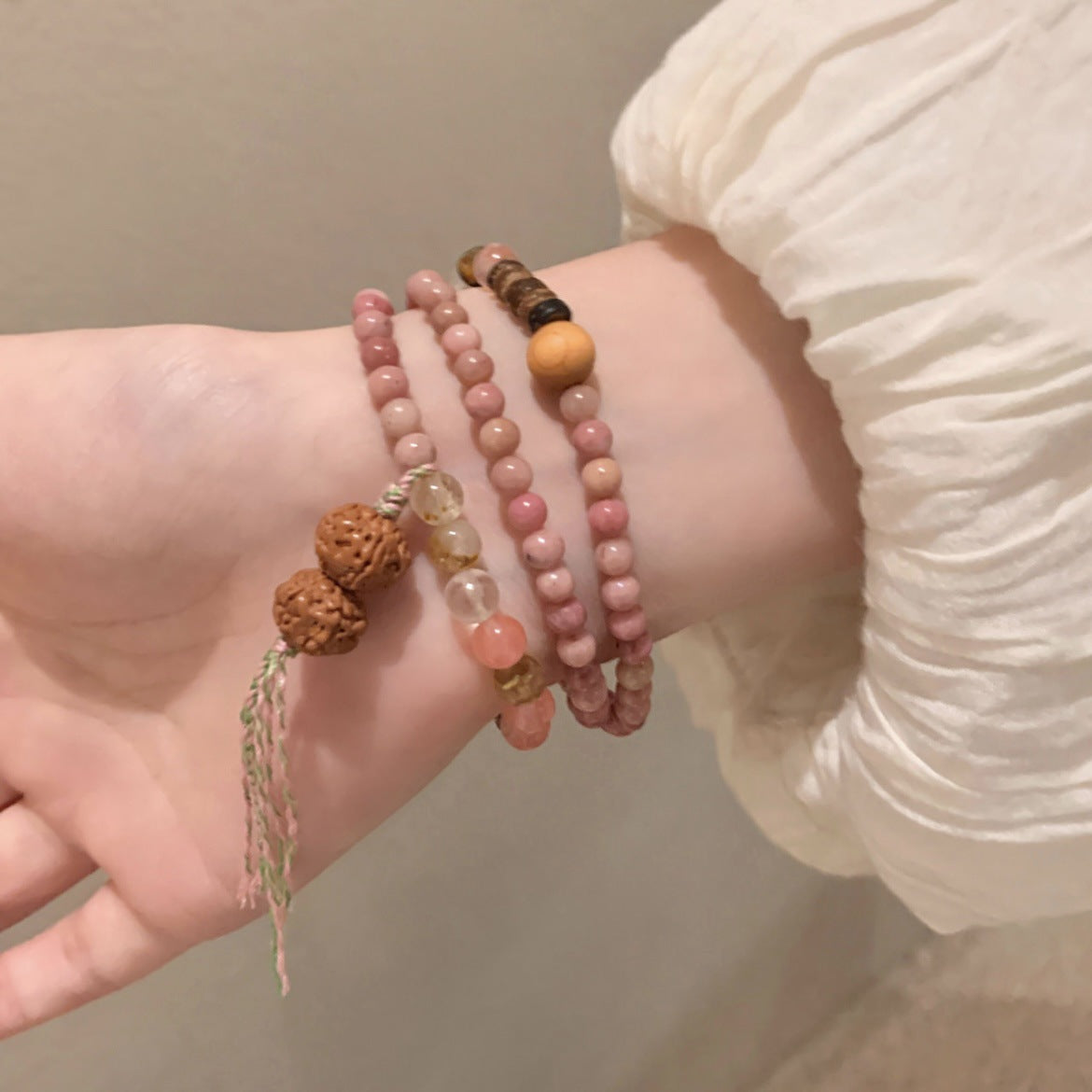 Women's Mahogany Texture Woven Retro Elegant Natural Stone Simple Light Bracelet