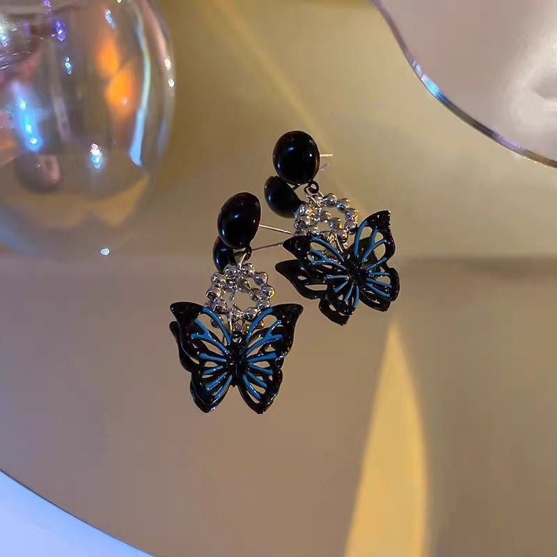 Butterfly Sweet Cool Niche Design Retro Easy Matching Fashionable Elegant Earrings