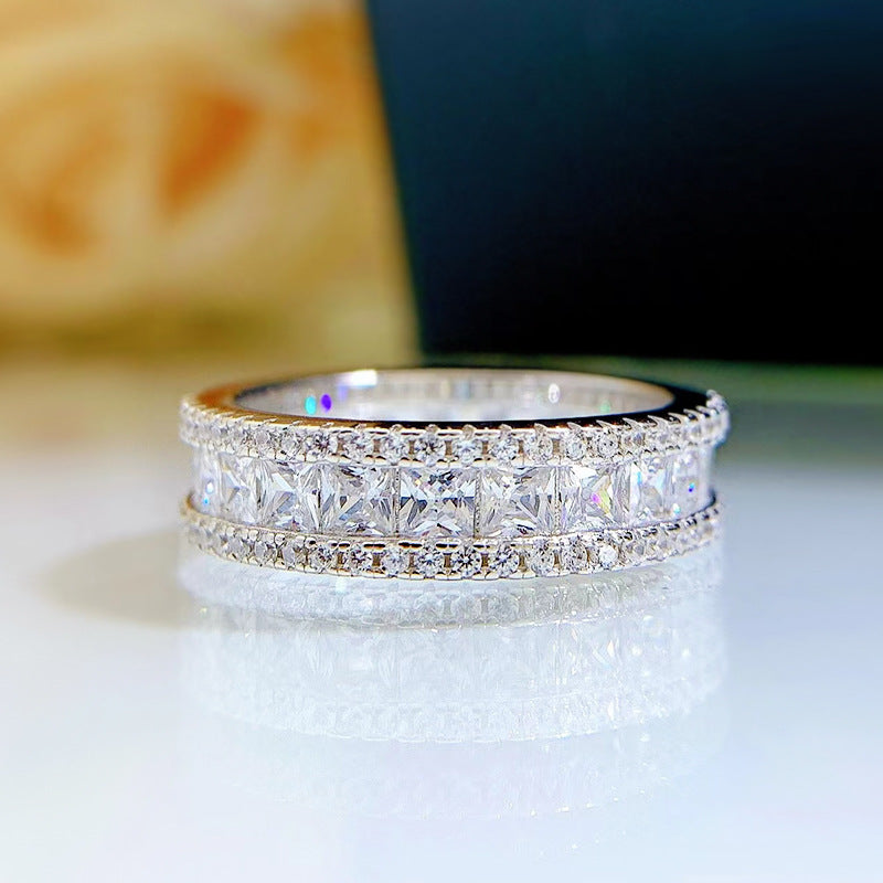 Inlaid Princess Square Exquisite Full Diamond Rings
